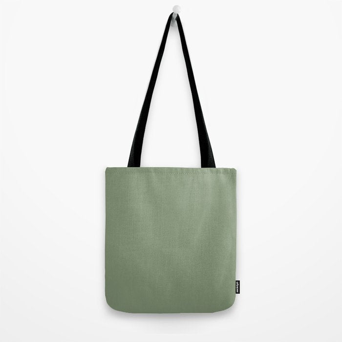 LAUREL TREE SOLID COLOR Plain Muted Green Shade Tote Bag Gallery Image 2