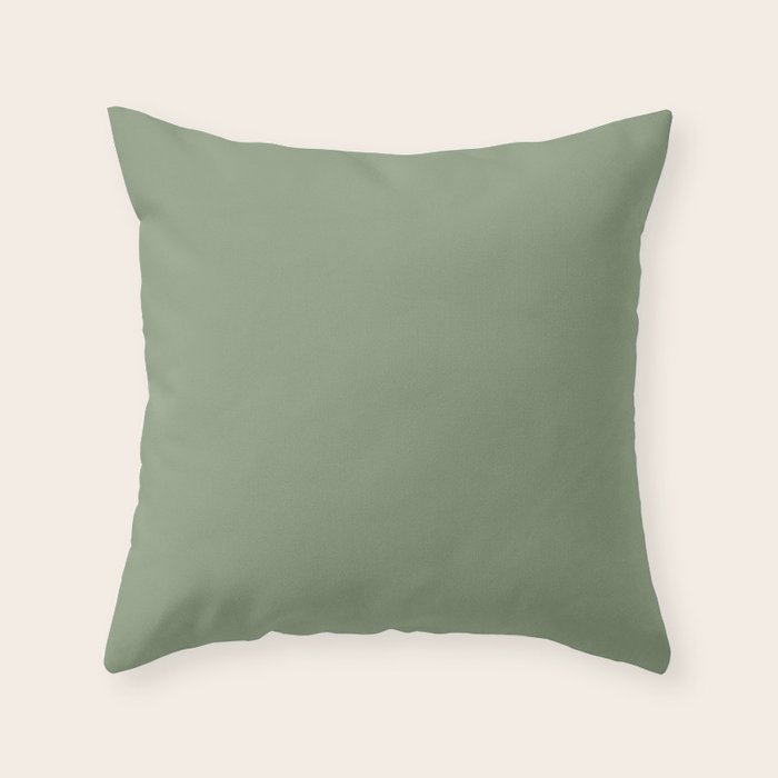 LAUREL TREE SOLID COLOR Plain Muted Green Shade Throw Pillow Gallery Image 6