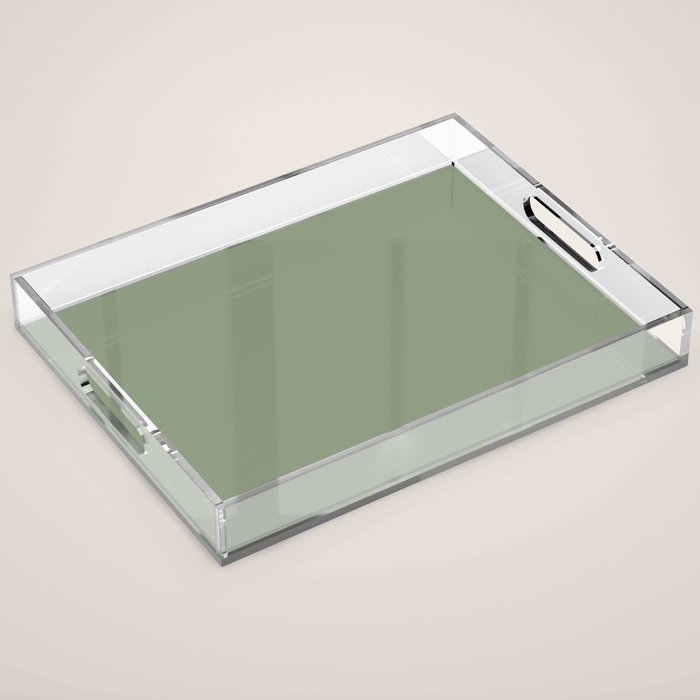 LAUREL TREE SOLID COLOR Plain Muted Green Shade Acrylic Tray Gallery Image 1