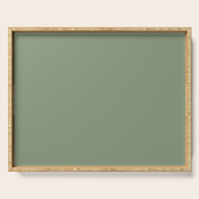 LAUREL TREE SOLID COLOR Plain Muted Green Shade Serving Tray Gallery Image 1