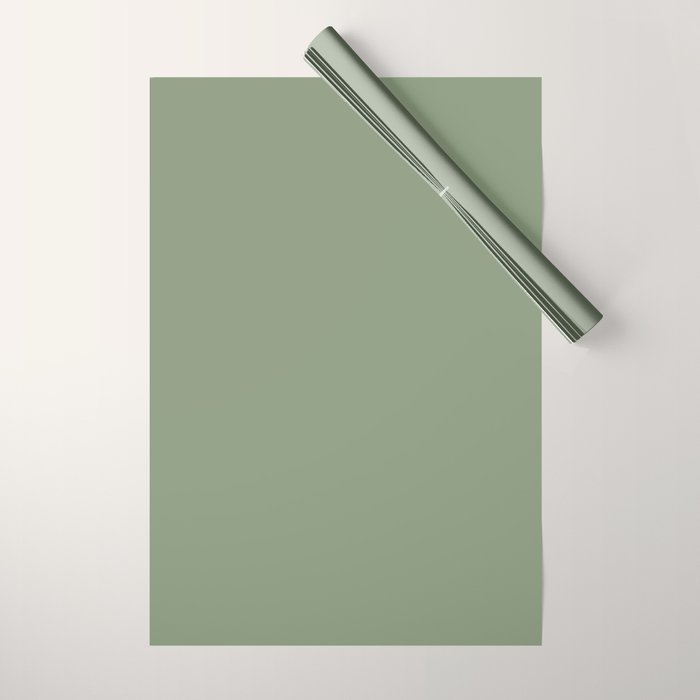 LAUREL TREE SOLID COLOR Plain Muted Green Shade Wrapping Paper Gallery Image 1