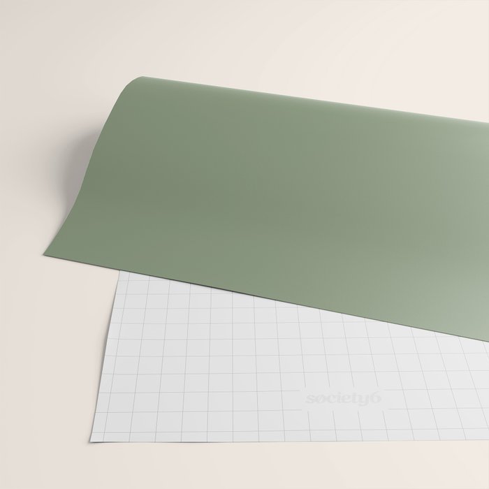 LAUREL TREE SOLID COLOR Plain Muted Green Shade Wrapping Paper Gallery Image 2