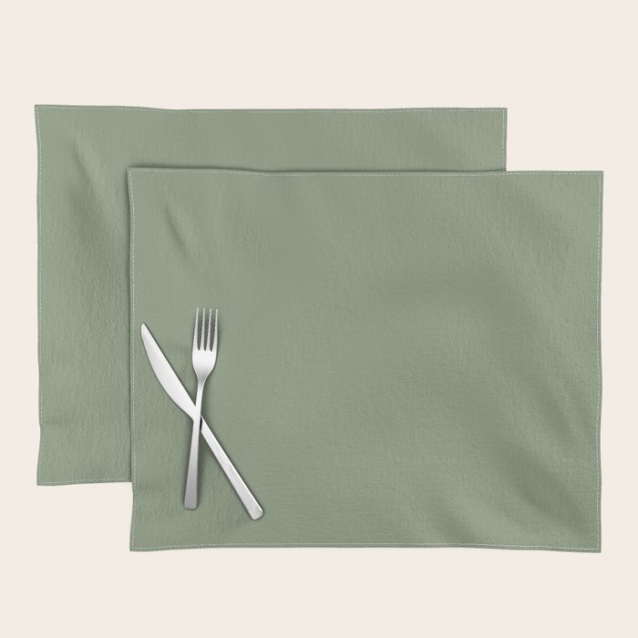 LAUREL TREE SOLID COLOR Plain Muted Green Shade Placemat Gallery Image 1