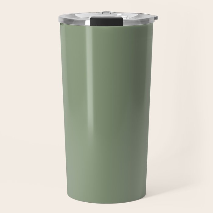 LAUREL TREE SOLID COLOR Plain Muted Green Shade Travel Mug Gallery Image 1