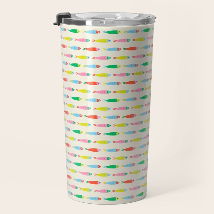Funny colorful fish cartoon art pattern Travel Mug Gallery Image 3