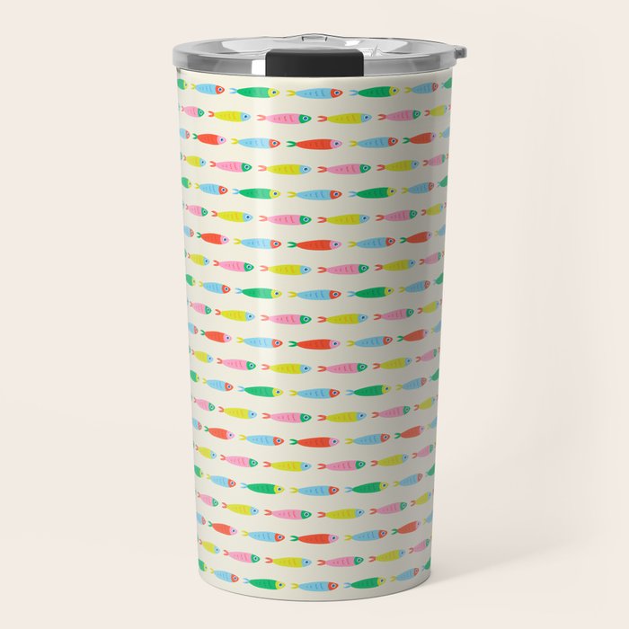Funny colorful fish cartoon art pattern Travel Mug Gallery Image 1