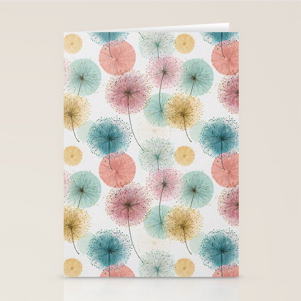 Abstract Dandelion Print in Retro Colors Stationery Card Gallery Image 1