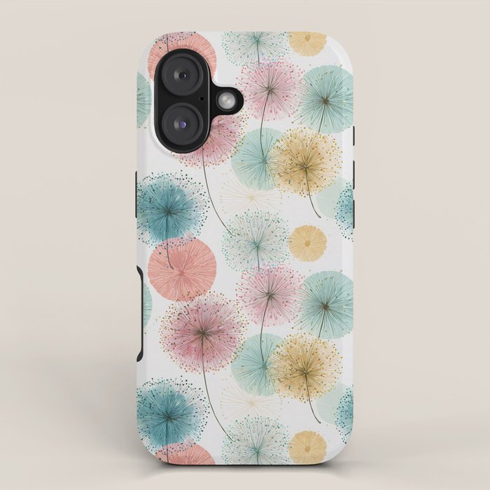 Abstract Dandelion Print in Retro Colors iPhone Case Gallery Image 1