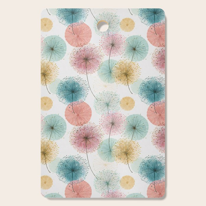 Abstract Dandelion Print in Retro Colors Cutting Board Gallery Image 1