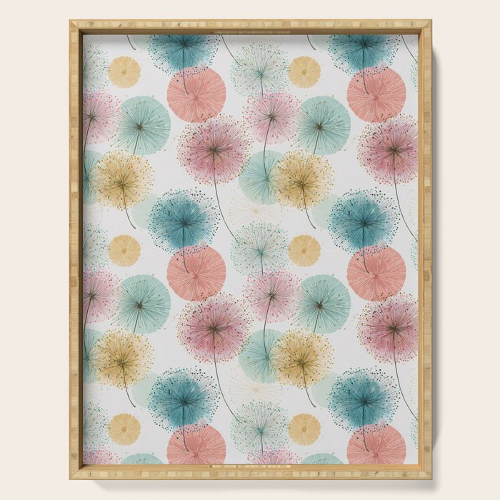 Abstract Dandelion Print in Retro Colors Serving Tray Gallery Image 1