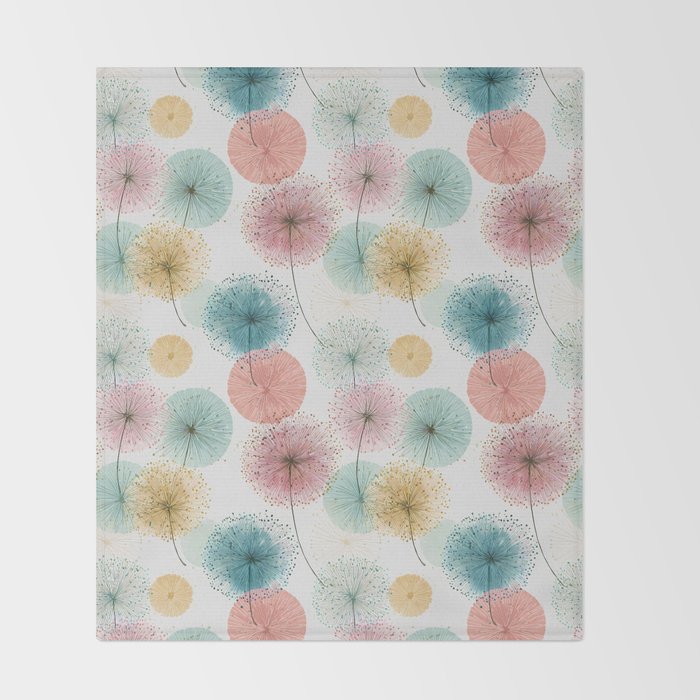 Abstract Dandelion Print in Retro Colors Throw Blanket Gallery Image 2