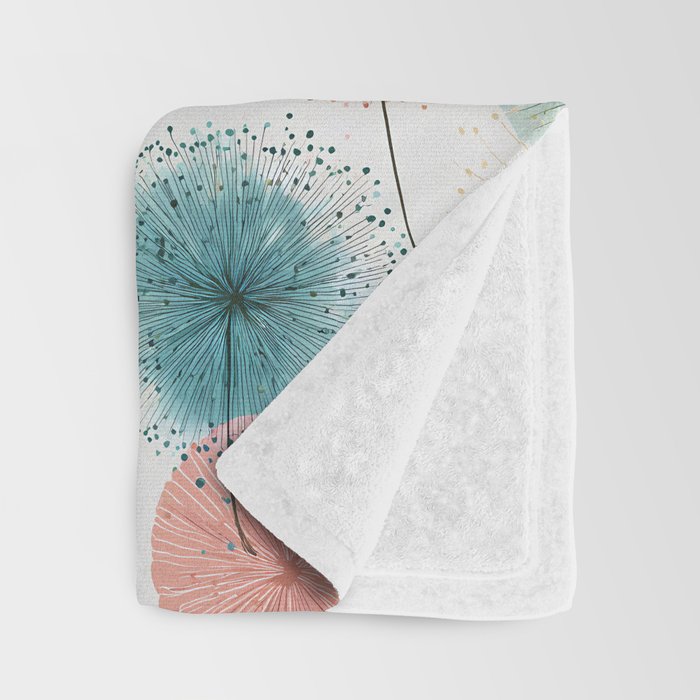 Abstract Dandelion Print in Retro Colors Throw Blanket Gallery Image 3
