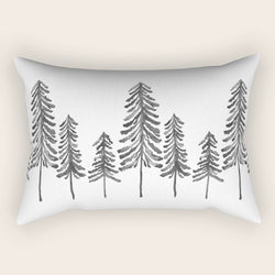Pine Trees - Black Ink Rectangular Pillow Gallery Image 2