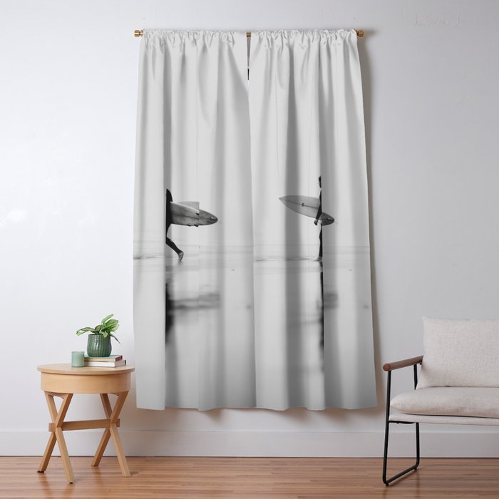 Surf Shadows - Monochrome Ocean Photography Window Curtain Gallery Image 5