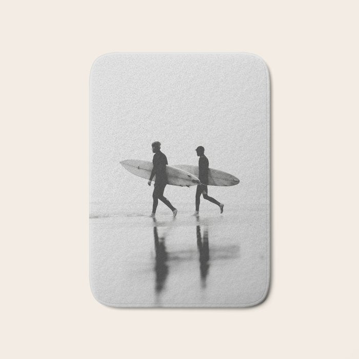 Surf Shadows - Monochrome Ocean Photography Bath Mat Gallery Image 1