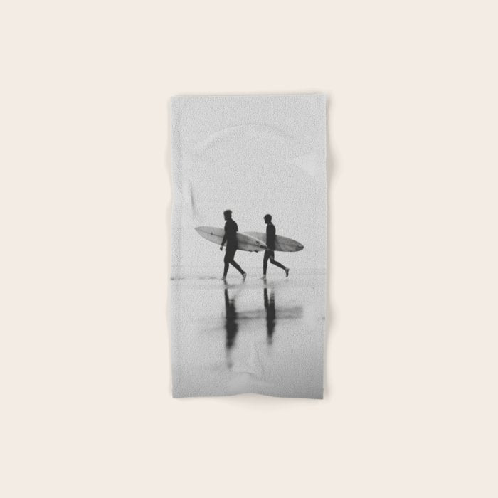 Surf Shadows - Monochrome Ocean Photography Bath Towel Gallery Image 1