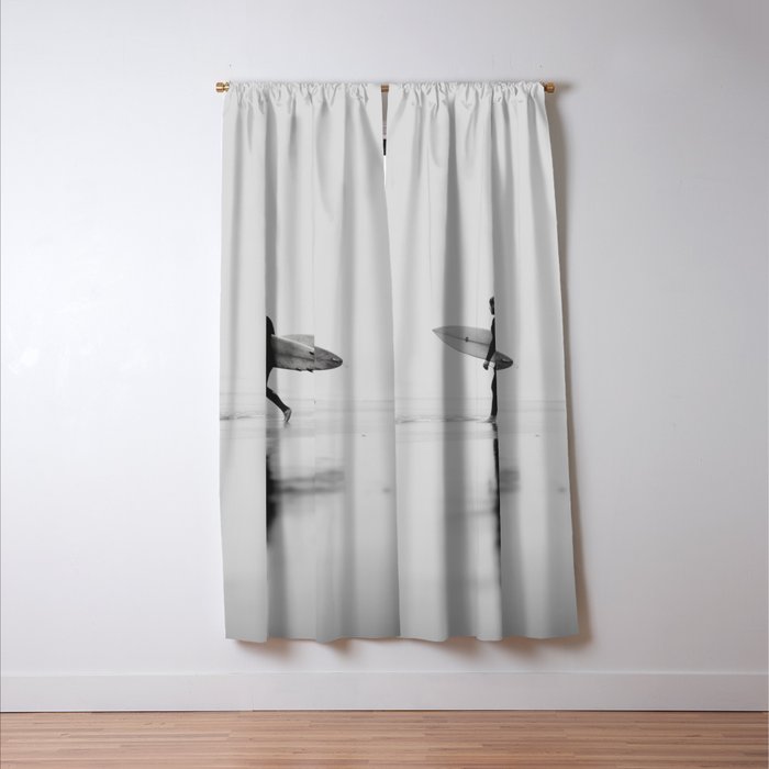 Surf Shadows - Monochrome Ocean Photography Window Curtain Gallery Image 3