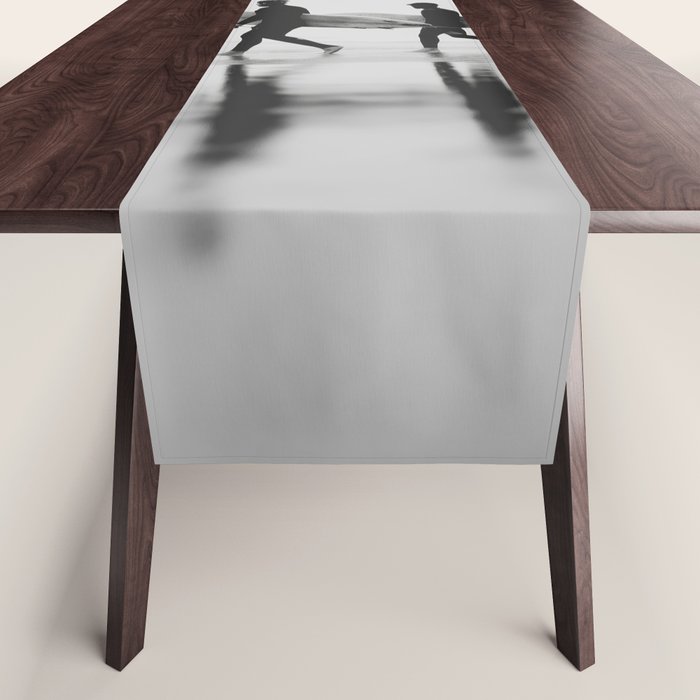 Surf Shadows - Monochrome Ocean Photography Table Runner Gallery Image 1