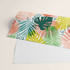 Tropical Garden, Botanical Colorful Jungle Watercolor Painting, Monstera Palm Nature Blush Bohemian Wrapping Paper Gallery Image 2