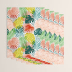 Tropical Garden, Botanical Colorful Jungle Watercolor Painting, Monstera Palm Nature Blush Bohemian Wrapping Paper Gallery Image 3