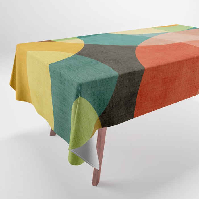 Colorful Modern Bold Circles MCM Artwork Tablecloth Gallery Image 1