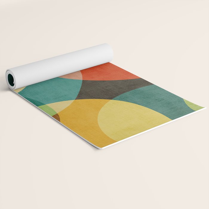 Colorful Modern Bold Circles MCM Artwork Yoga Mat Gallery Image 2