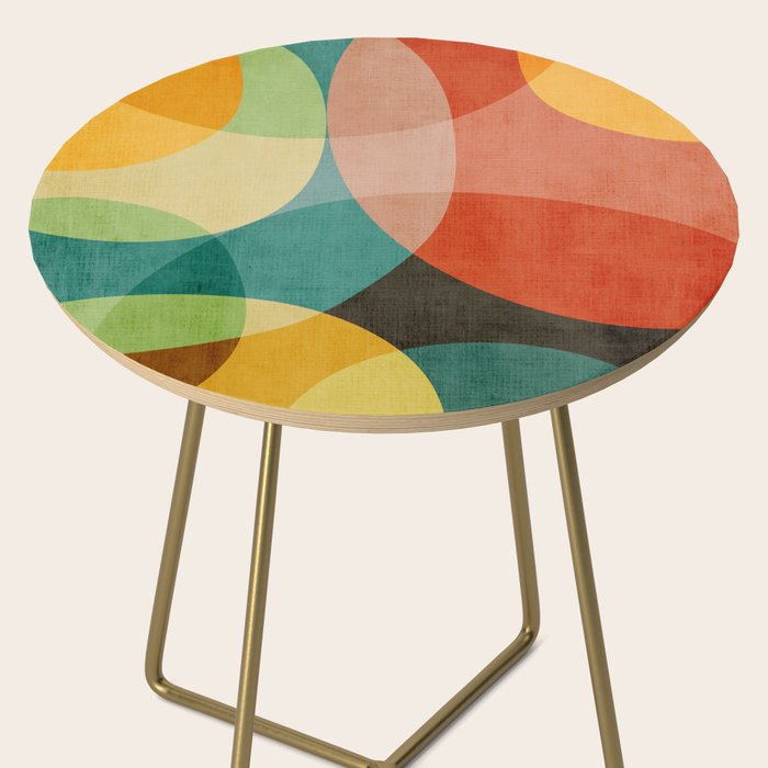 Colorful Modern Bold Circles MCM Artwork Side Table Gallery Image 2