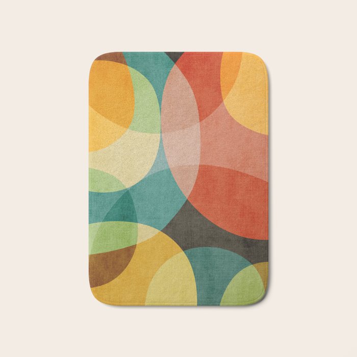 Colorful Modern Bold Circles MCM Artwork Bath Mat Gallery Image 1