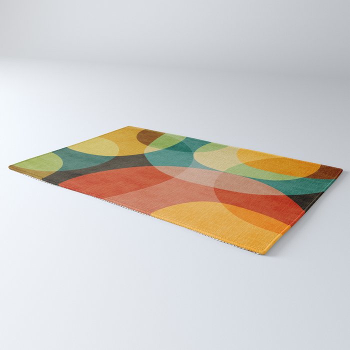 Colorful Modern Bold Circles MCM Artwork Rug Gallery Image 3