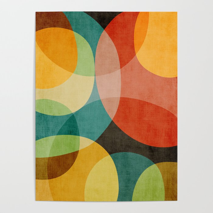 Colorful Modern Bold Circles MCM Artwork Poster Gallery Image 1