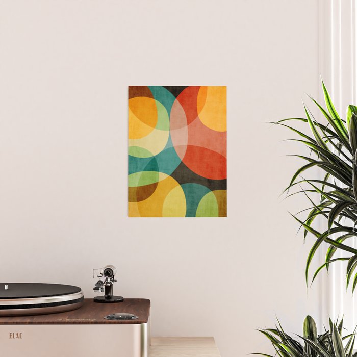 Colorful Modern Bold Circles MCM Artwork Poster Gallery Image 2