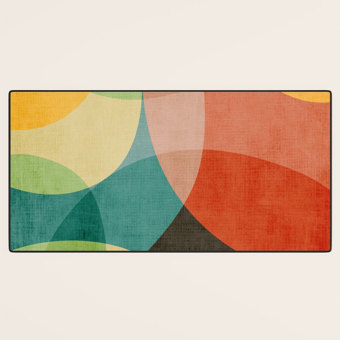 Colorful Modern Bold Circles MCM Artwork Desk Mat Gallery Image 3