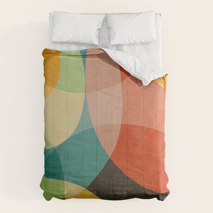 Colorful Modern Bold Circles MCM Artwork Comforter Gallery Image 6