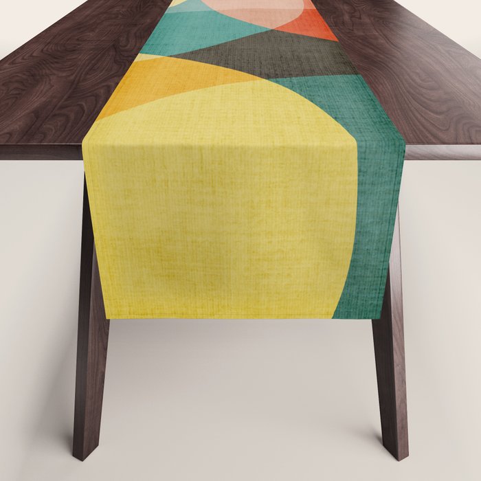 Colorful Modern Bold Circles MCM Artwork Table Runner Gallery Image 1