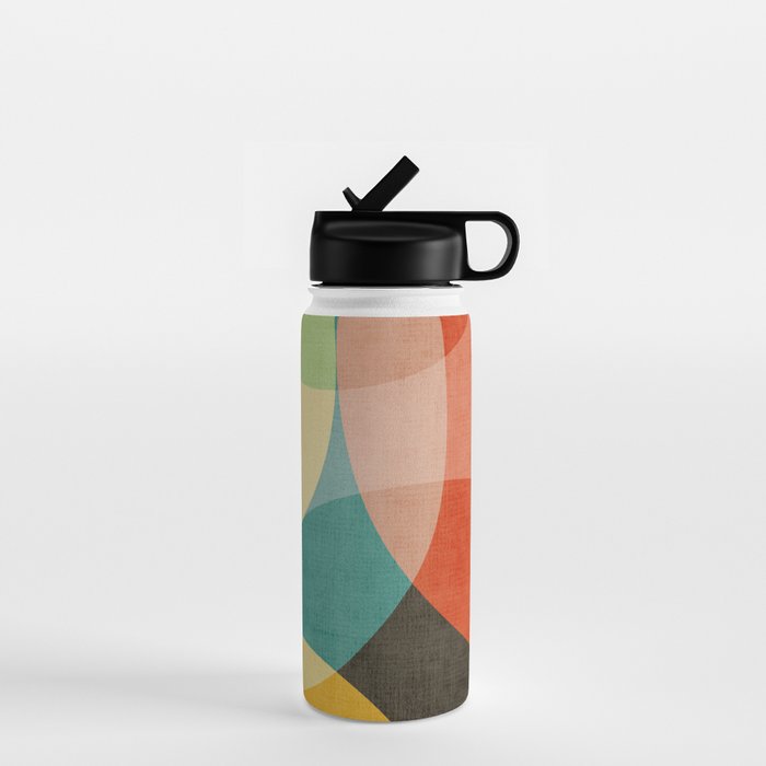 Colorful Modern Bold Circles MCM Artwork Water Bottle Gallery Image 1