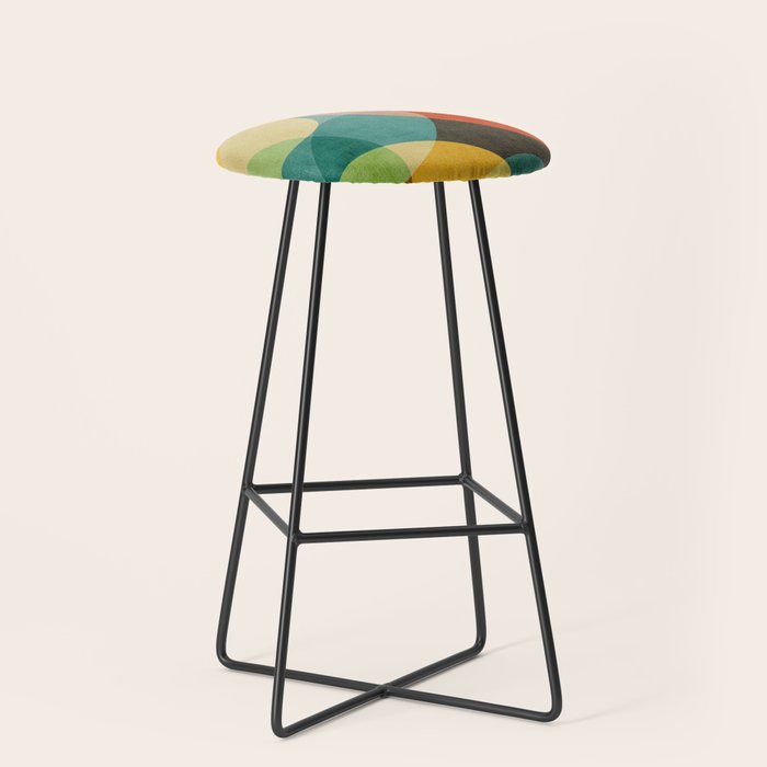 Colorful Modern Bold Circles MCM Artwork Stool Gallery Image 1