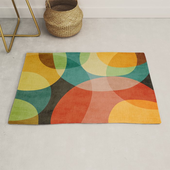 Colorful Modern Bold Circles MCM Artwork Rug Gallery Image 1