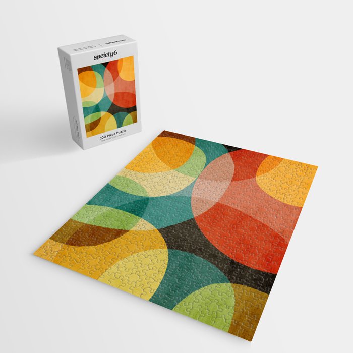 Colorful Modern Bold Circles MCM Artwork Jigsaw Puzzle Gallery Image 2