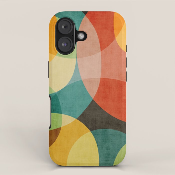 Colorful Modern Bold Circles MCM Artwork iPhone Case Gallery Image 1