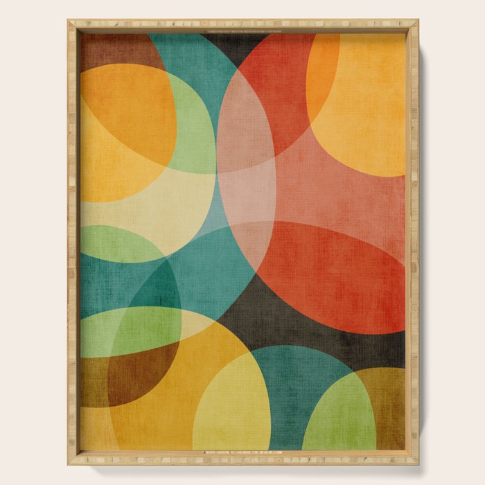 Colorful Modern Bold Circles MCM Artwork Serving Tray Gallery Image 1