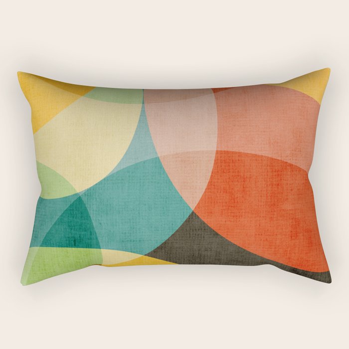 Colorful Modern Bold Circles MCM Artwork Rectangular Pillow Gallery Image 2
