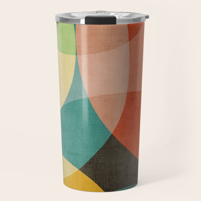 Colorful Modern Bold Circles MCM Artwork Travel Mug Gallery Image 1