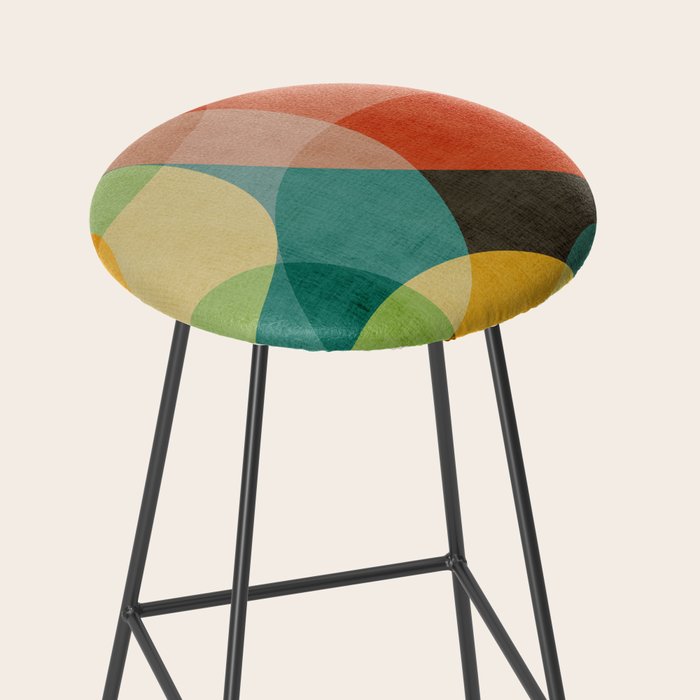 Colorful Modern Bold Circles MCM Artwork Stool Gallery Image 2