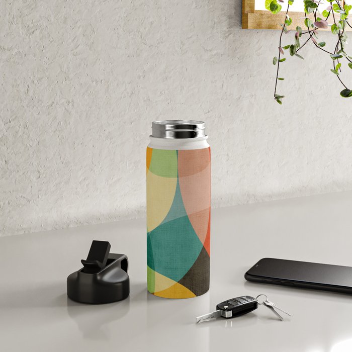Colorful Modern Bold Circles MCM Artwork Water Bottle Gallery Image 4