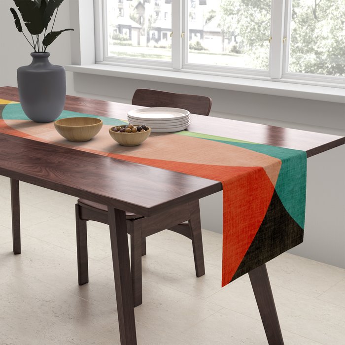 Colorful Modern Bold Circles MCM Artwork Table Runner Gallery Image 2