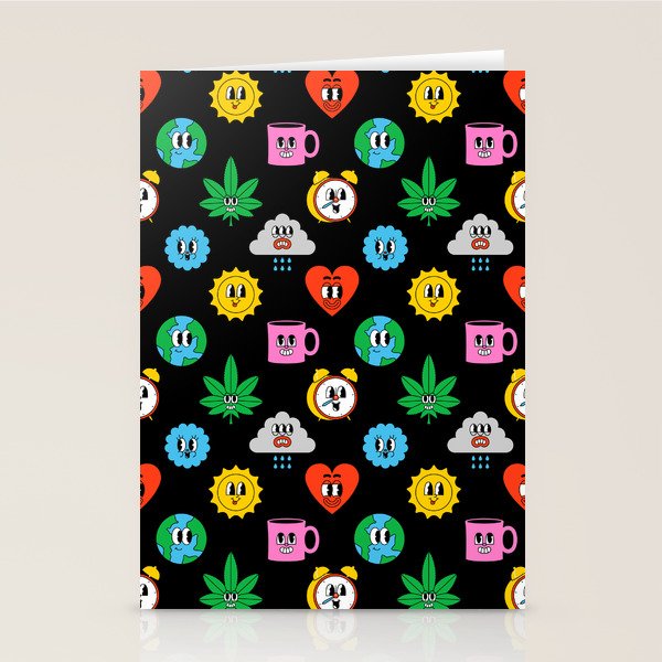 Funny retro cartoon sticker art pattern Stationery Card Gallery Image 2