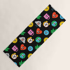 Funny retro cartoon sticker art pattern Yoga Mat Gallery Image 1