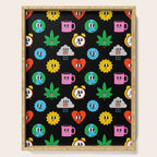 Funny retro cartoon sticker art pattern Serving Tray Gallery Image 1