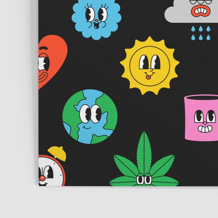 Funny retro cartoon sticker art pattern Poster Gallery Image 3