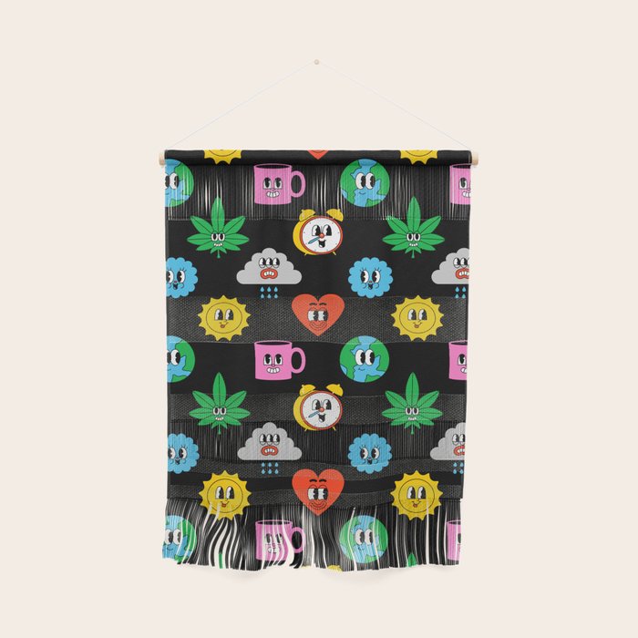 Funny retro cartoon sticker art pattern Wall Hanging Gallery Image 1